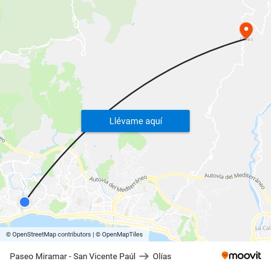 Paseo Miramar - San Vicente Paúl to Olías map