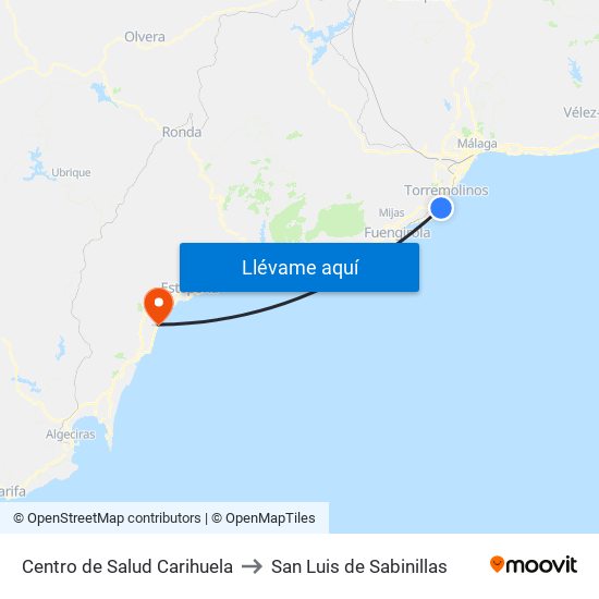 Centro de Salud Carihuela to San Luis de Sabinillas map