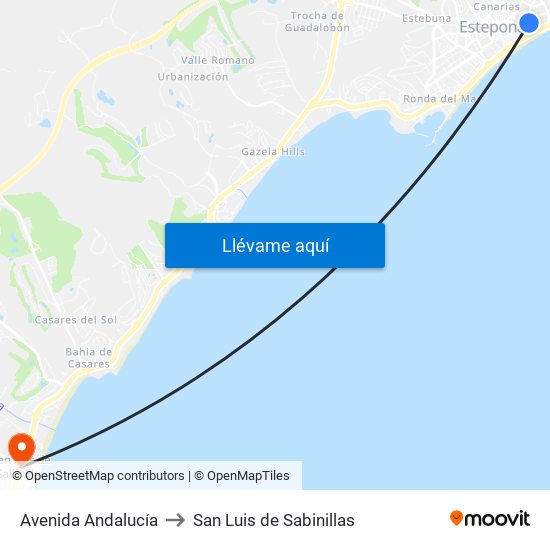 Avenida Andalucía to San Luis de Sabinillas map