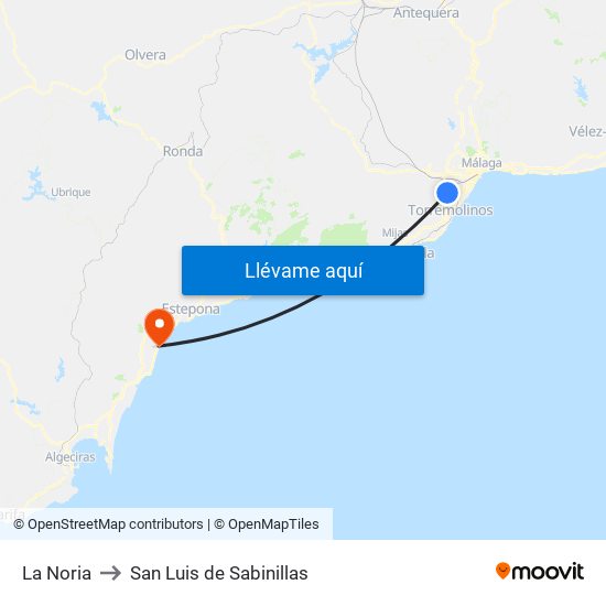 La Noria to San Luis de Sabinillas map