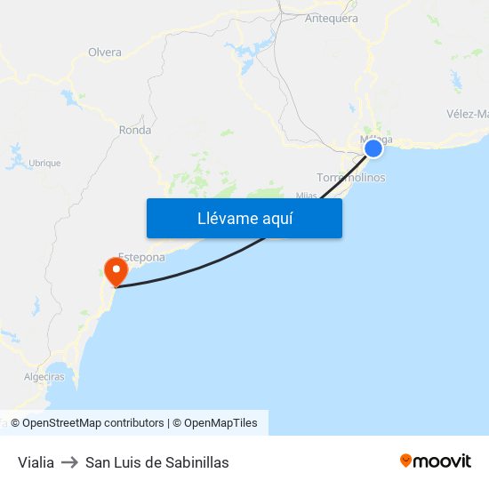 Vialia to San Luis de Sabinillas map