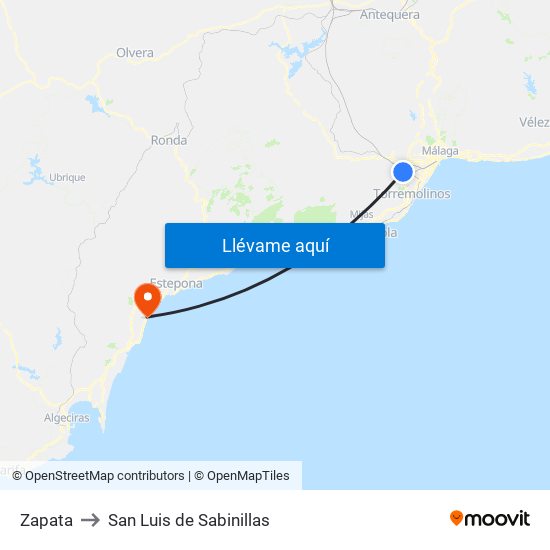 Zapata to San Luis de Sabinillas map