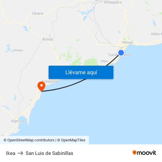 Ikea to San Luis de Sabinillas map