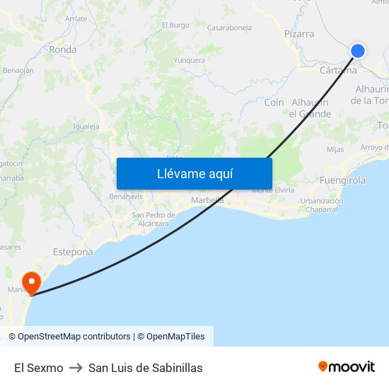 El Sexmo to San Luis de Sabinillas map