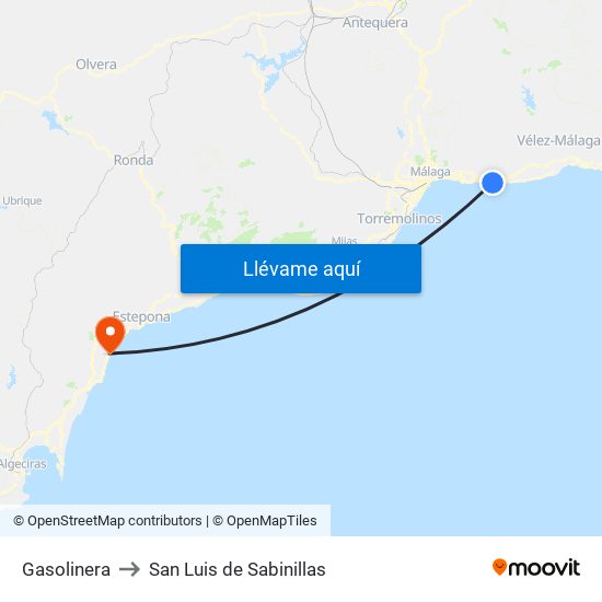 Gasolinera to San Luis de Sabinillas map