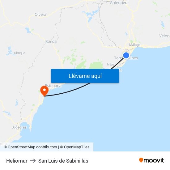 Heliomar to San Luis de Sabinillas map