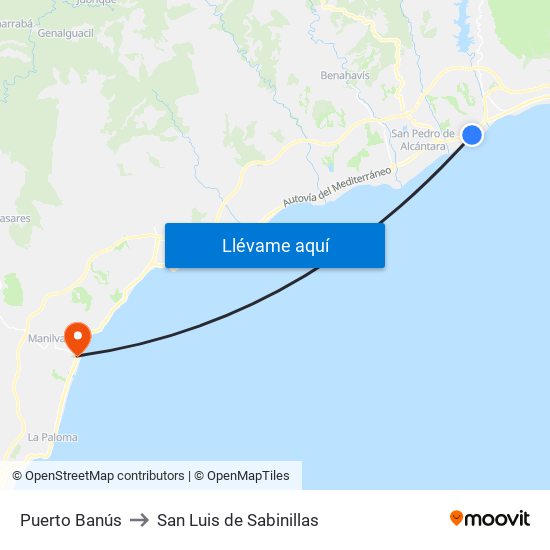 Puerto Banús to San Luis de Sabinillas map