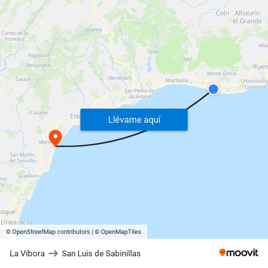 La Víbora to San Luis de Sabinillas map