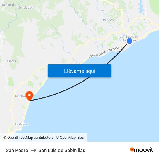 San Pedro to San Luis de Sabinillas map