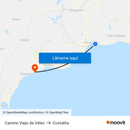 Camino Viejo de Vélez to Costalita map