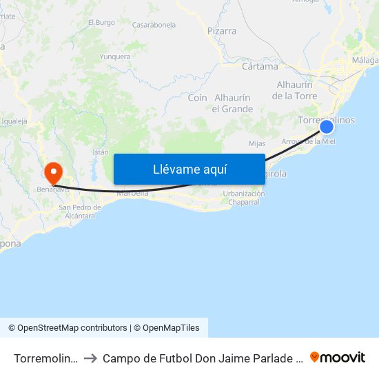 Torremolinos to Campo de Futbol Don Jaime Parlade Gros map