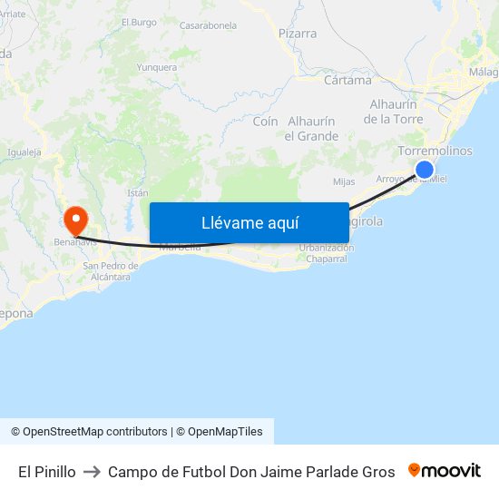 El Pinillo to Campo de Futbol Don Jaime Parlade Gros map