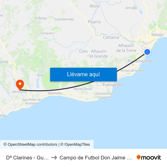 Dª Clarines - Guadalmar to Campo de Futbol Don Jaime Parlade Gros map