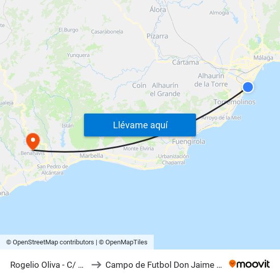 Rogelio Oliva - C/ Wilkinson to Campo de Futbol Don Jaime Parlade Gros map