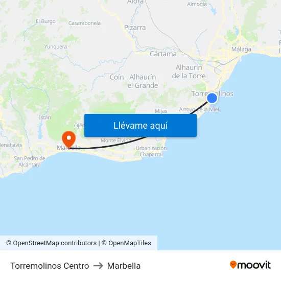 Torremolinos Centro to Marbella map