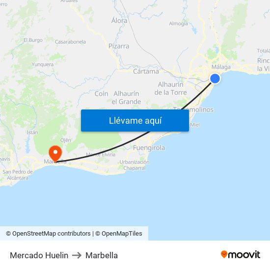 Mercado Huelin to Marbella map
