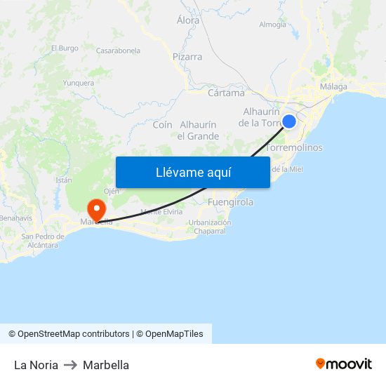 La Noria to Marbella map