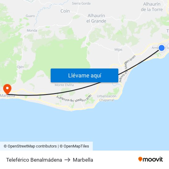 Teleférico Benalmádena to Marbella map