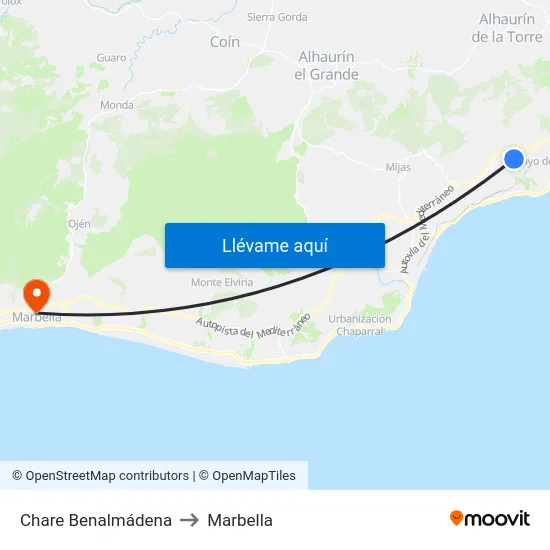 Chare Benalmádena to Marbella map