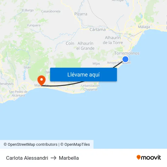 Carlota Alessandri to Marbella map
