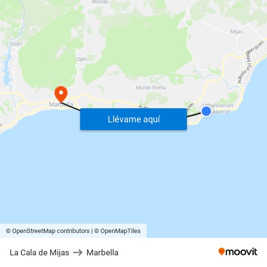 La Cala de Mijas to Marbella map