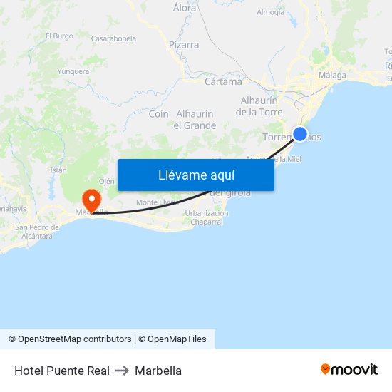 Hotel Puente Real to Marbella map