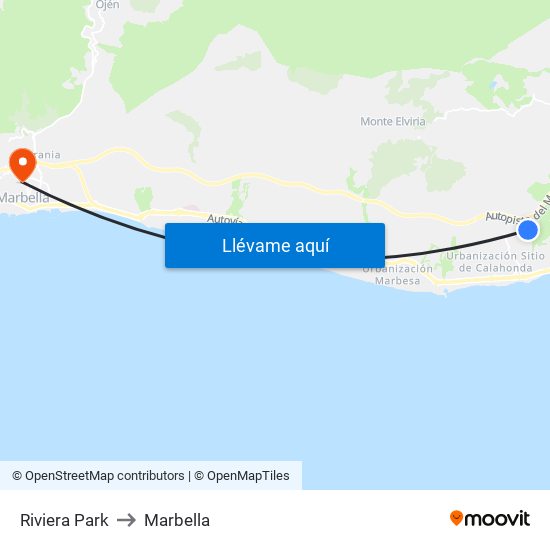 Riviera Park to Marbella map