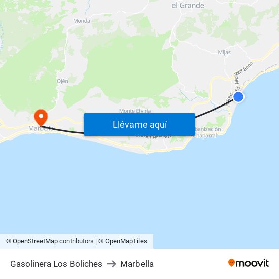 Gasolinera Los Boliches to Marbella map