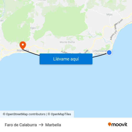 Faro de Calaburra to Marbella map