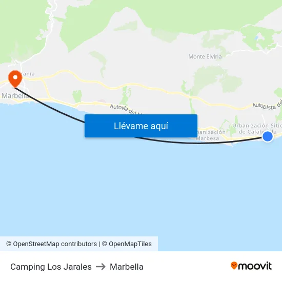 Camping Los Jarales to Marbella map