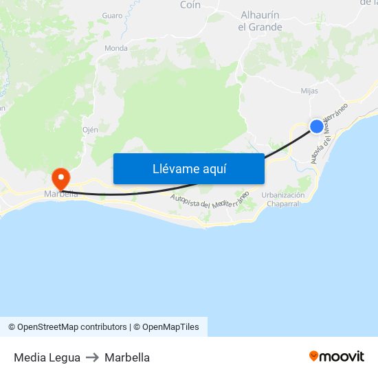 Media Legua to Marbella map