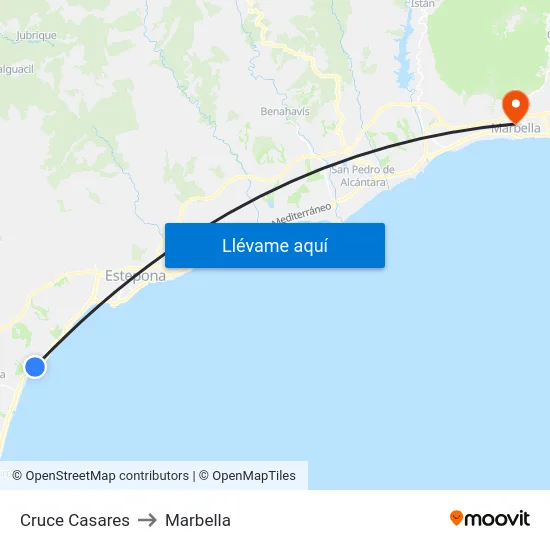 Cruce Casares to Marbella map