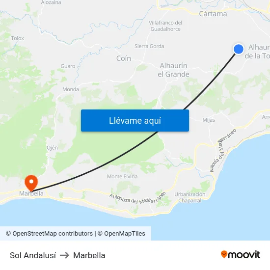 Sol Andalusí to Marbella map