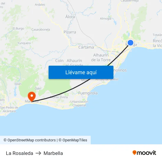 La Rosaleda to Marbella map