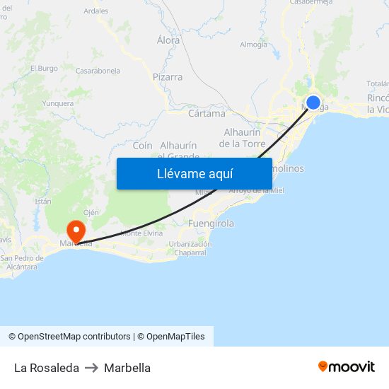 La Rosaleda to Marbella map