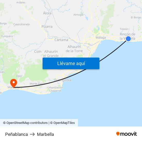 Peñablanca to Marbella map