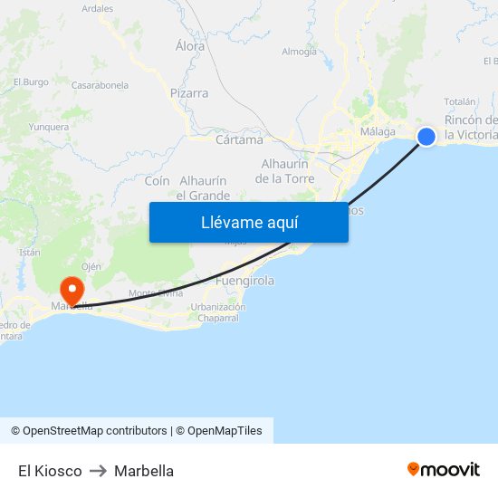 El Kiosco to Marbella map