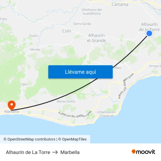 Alhaurín de La Torre to Marbella map