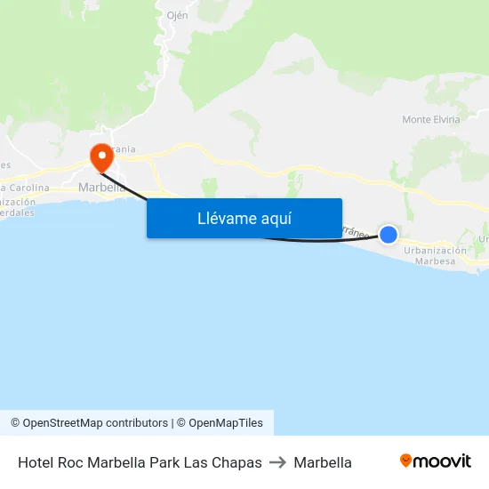 Hotel Roc Marbella Park Las Chapas to Marbella map