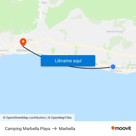 Camping Marbella Playa to Marbella map