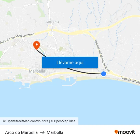 Arco de Marbella to Marbella map