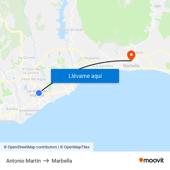 Antonio Martín to Marbella map