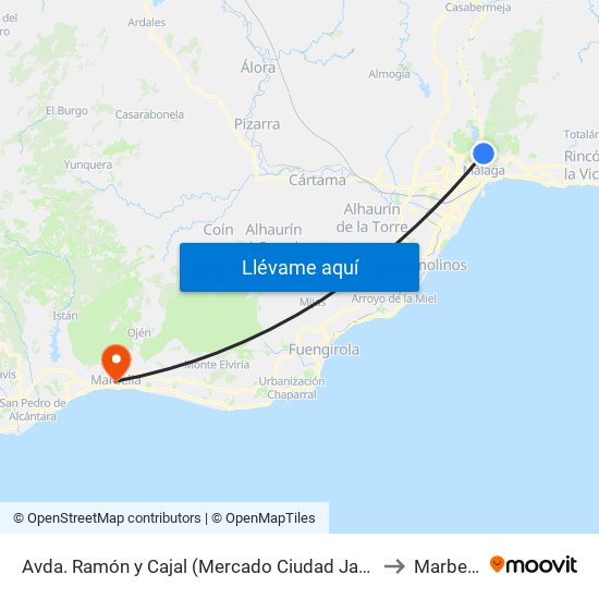 Avda. Ramón y Cajal (Mercado Ciudad Jardín) to Marbella map