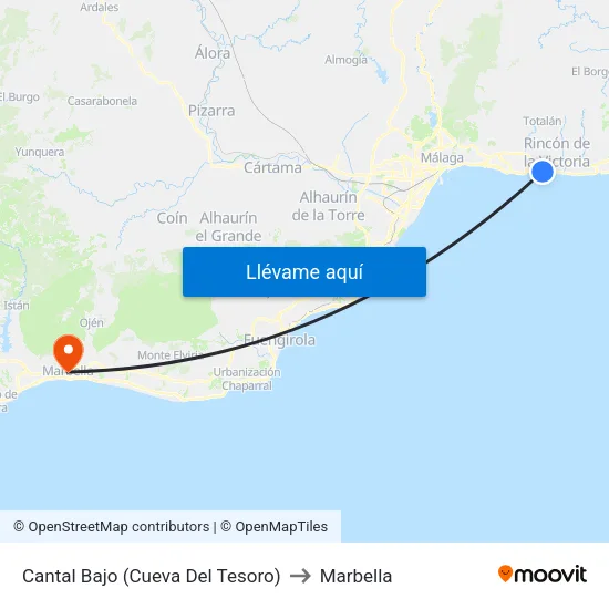Cantal Bajo (Cueva Del Tesoro) to Marbella map