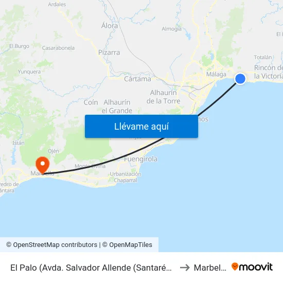 El Palo (Avda. Salvador Allende (Santarén)) to Marbella map