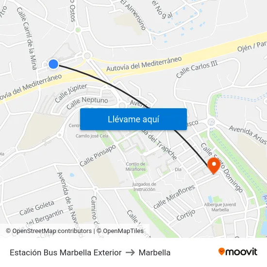Estación Bus Marbella Exterior to Marbella map