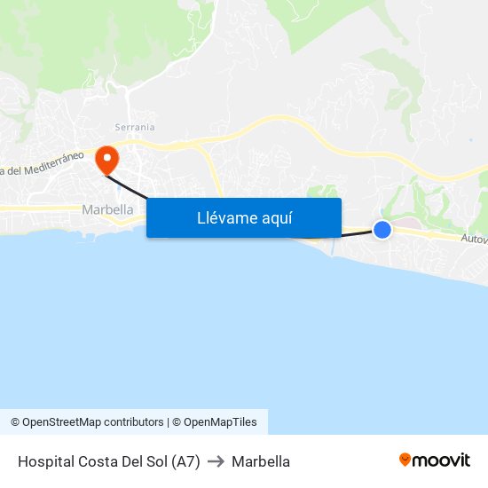 Hospital Costa Del Sol (A7) to Marbella map