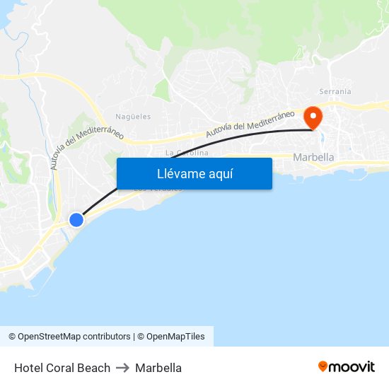 Hotel Coral Beach to Marbella map