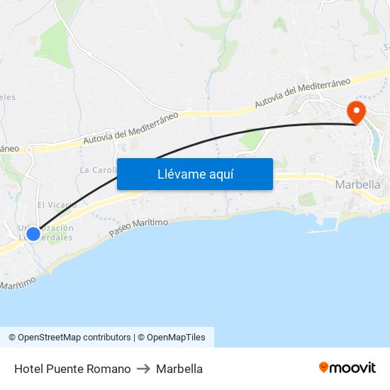 Hotel Puente Romano to Marbella map