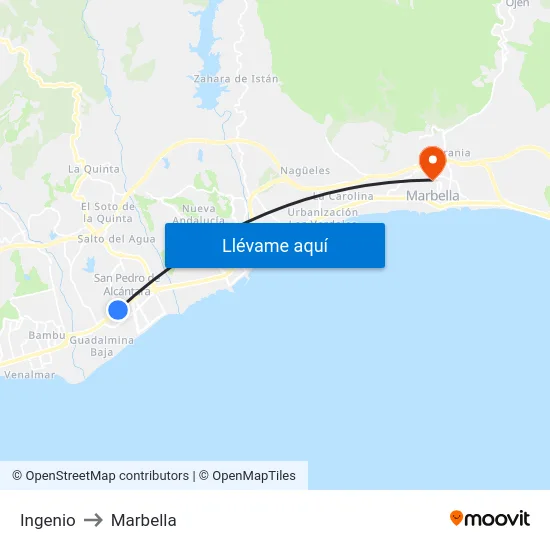 Ingenio to Marbella map